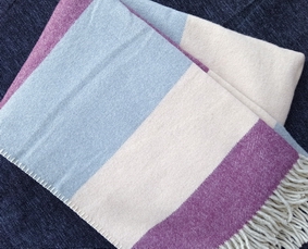Click to see close-up Single blanket in burgundy, cream and gray